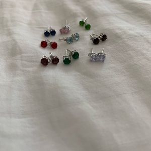 Set of 9 (pairs) Stud Earrings